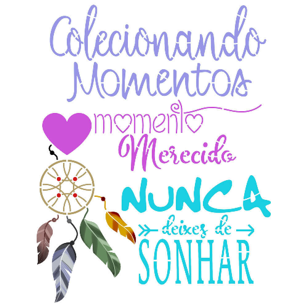 Stencil Litoarte 25x20 STR-298 Frases Filtro dos Sonhos Momentos - Palácio da Arte