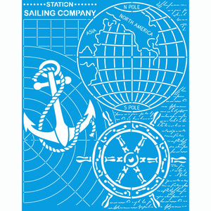 Stencil Litoarte 25x20 STR-304 Maritimo Âncora Mapa Timão - Palácio da Arte