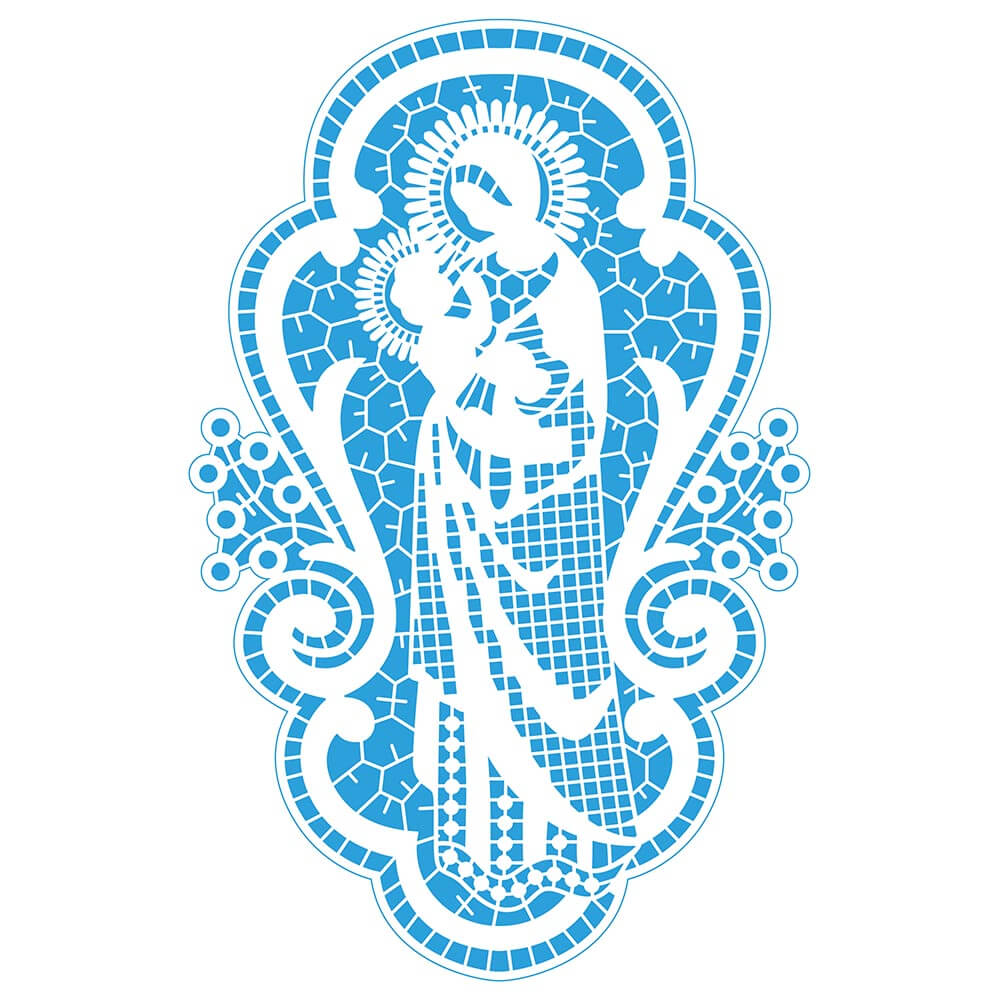 Stencil Litoarte 25x20 STRN-005 Natal Nossa Senhora e Menino Jesus - Palácio da Arte