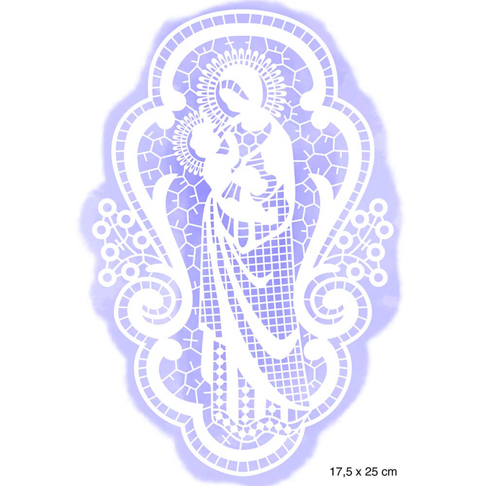Stencil Litoarte 25x20 STRN-005 Natal Nossa Senhora e Menino Jesus - Palácio da Arte