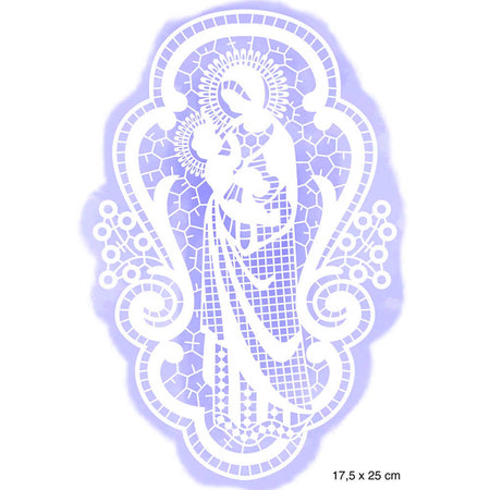 Stencil Litoarte 25x20 STRN-005 Natal Nossa Senhora e Menino Jesus - Palácio da Arte