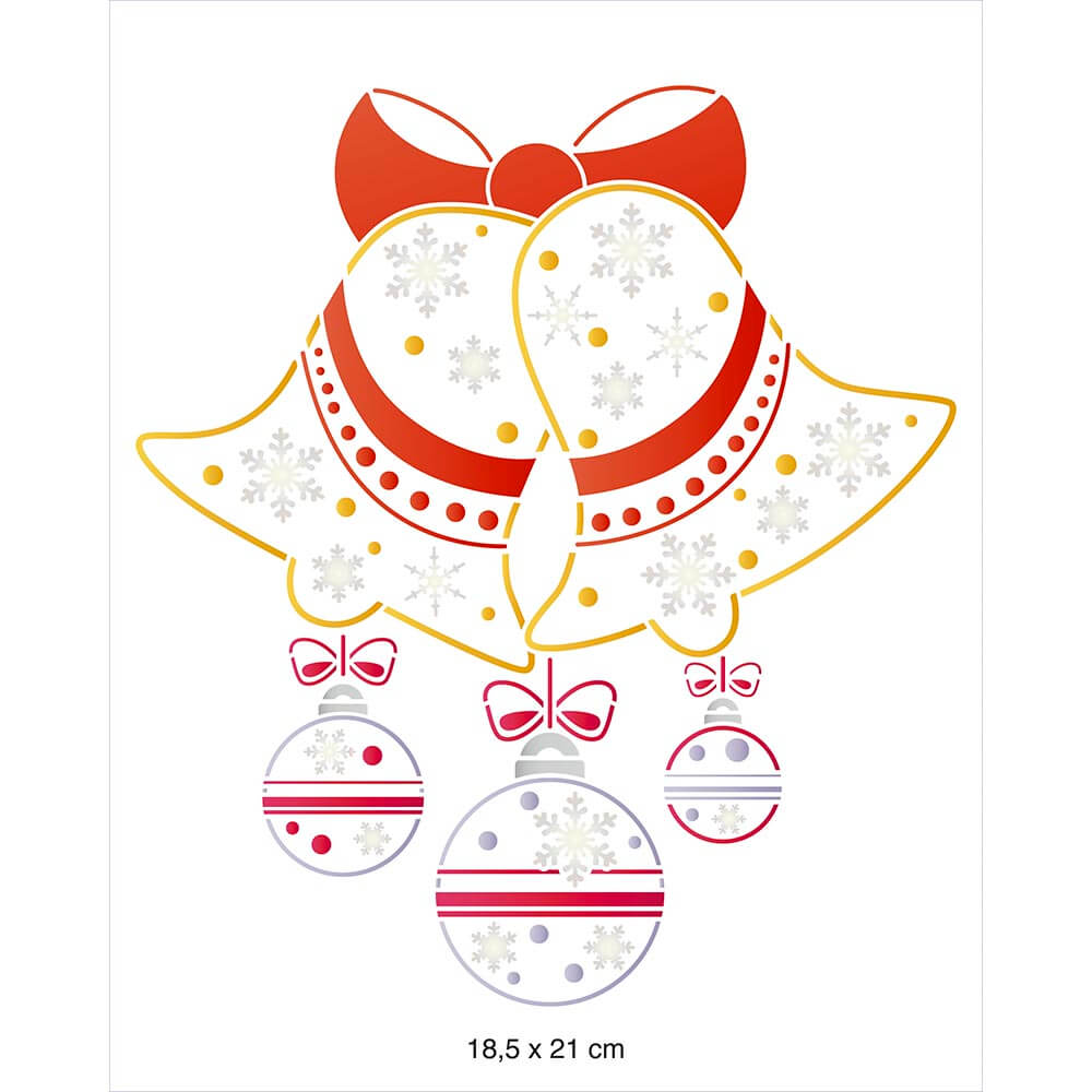 Stencil Litoarte 25x20 STRN-011 Natal Sinos e Bolas - Palácio da Arte