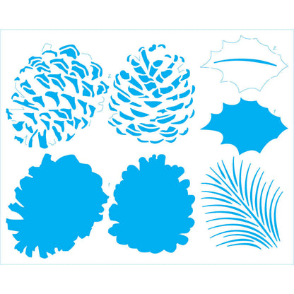 Stencil Litoarte 25x20 STRN-013 Natal Pinhas e Folhas - Palácio da Arte