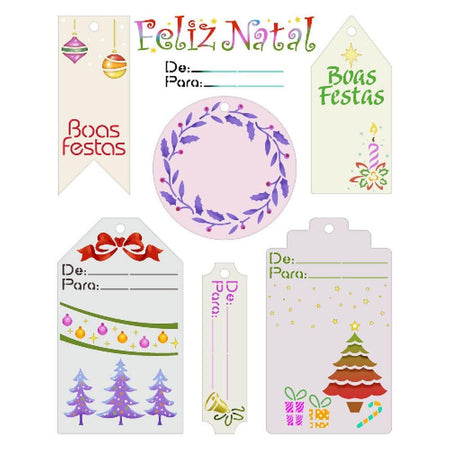 Stencil Litoarte 25x20 STRN-023 Natal Tags Natalinas - Palácio da Arte
