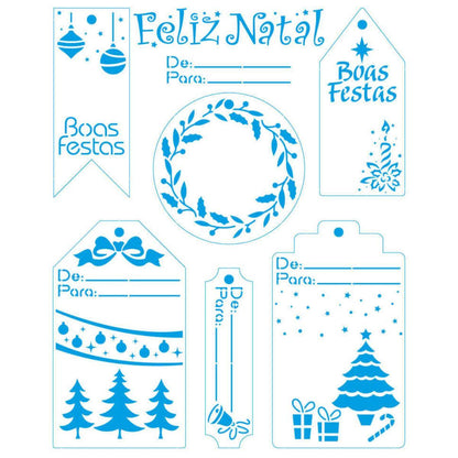 Stencil Litoarte 25x20 STRN-023 Natal Tags Natalinas - Palácio da Arte
