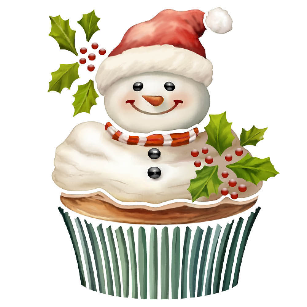 Stencil Litoarte 25x25 STXXVN-009 Natal Cupcakes Boneco de Neve - Palácio da Arte