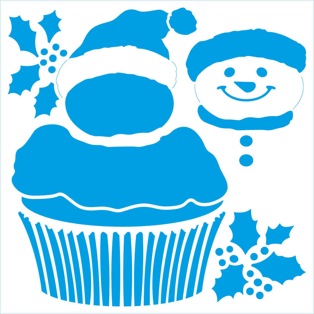 Stencil Litoarte 25x25 STXXVN-009 Natal Cupcakes Boneco de Neve - Palácio da Arte