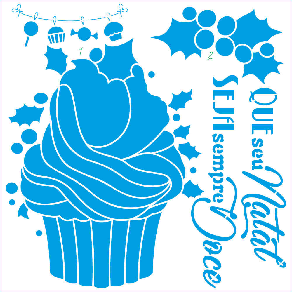 Stencil Litoarte 25x25 STXXVN-010 Natal Cupcakes Que Seu Natal Seja Sempre Doce - Palácio da Arte