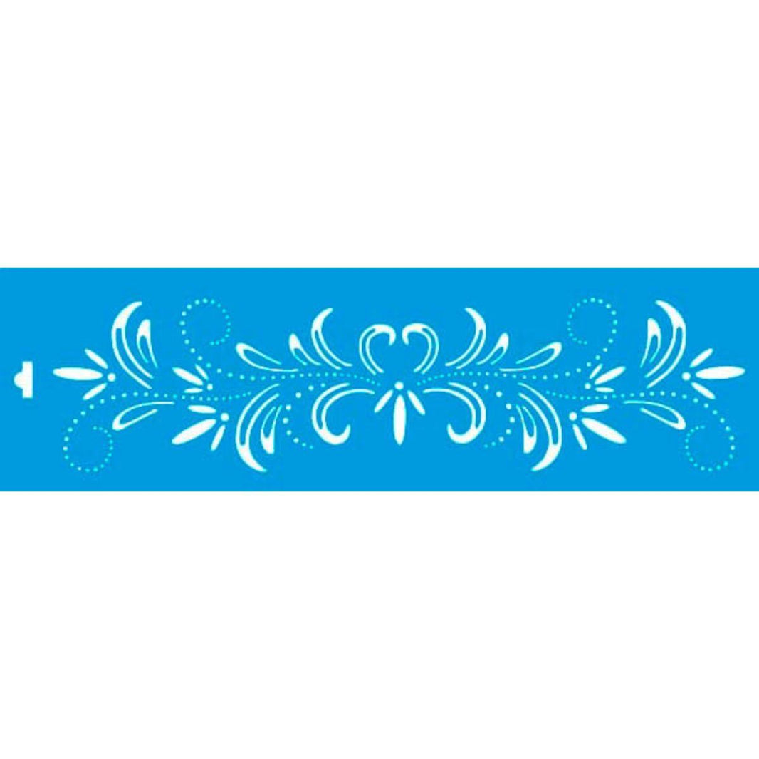 Stencil Litoarte 28x8 STE-118 Flor com Arabesco - Palácio da Arte