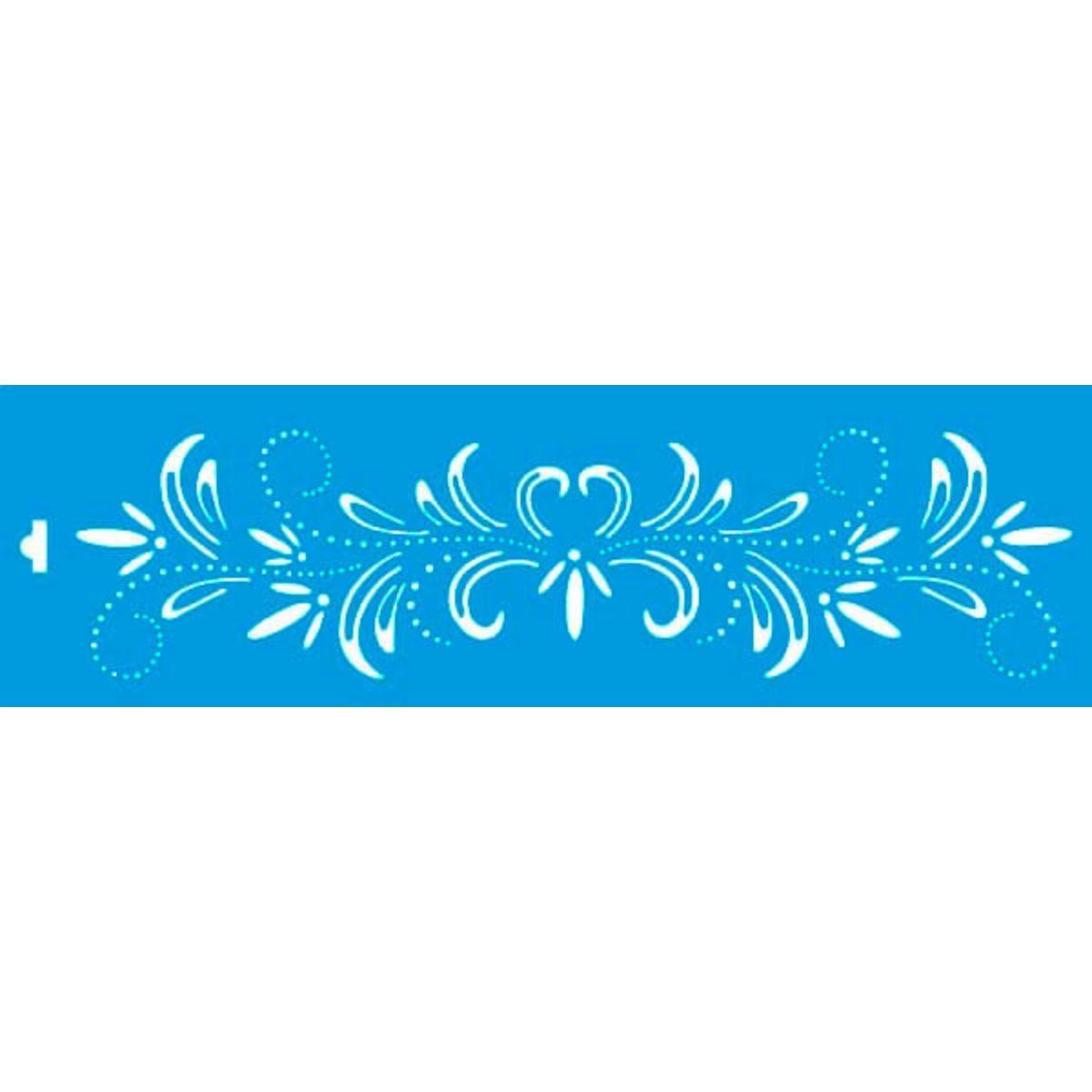 Stencil Litoarte 28x8 STE-118 Flor com Arabesco - Palácio da Arte