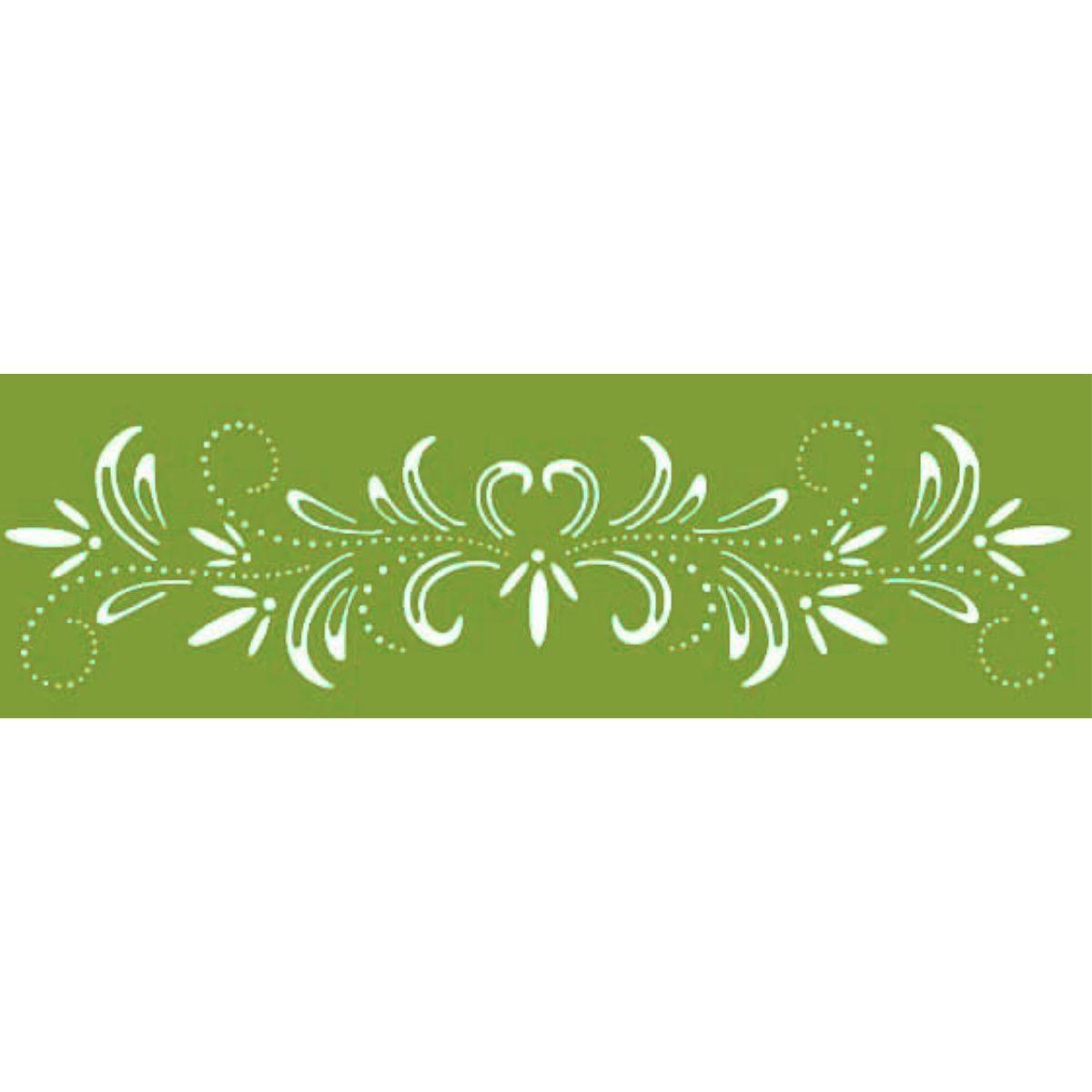 Stencil Litoarte 28x8 STE-118 Flor com Arabesco - Palácio da Arte