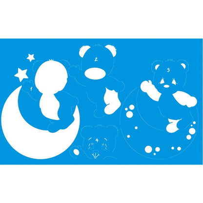 Stencil Litoarte 34x21 ST-404 Ursinho em Pé na Lua - Palácio da Arte