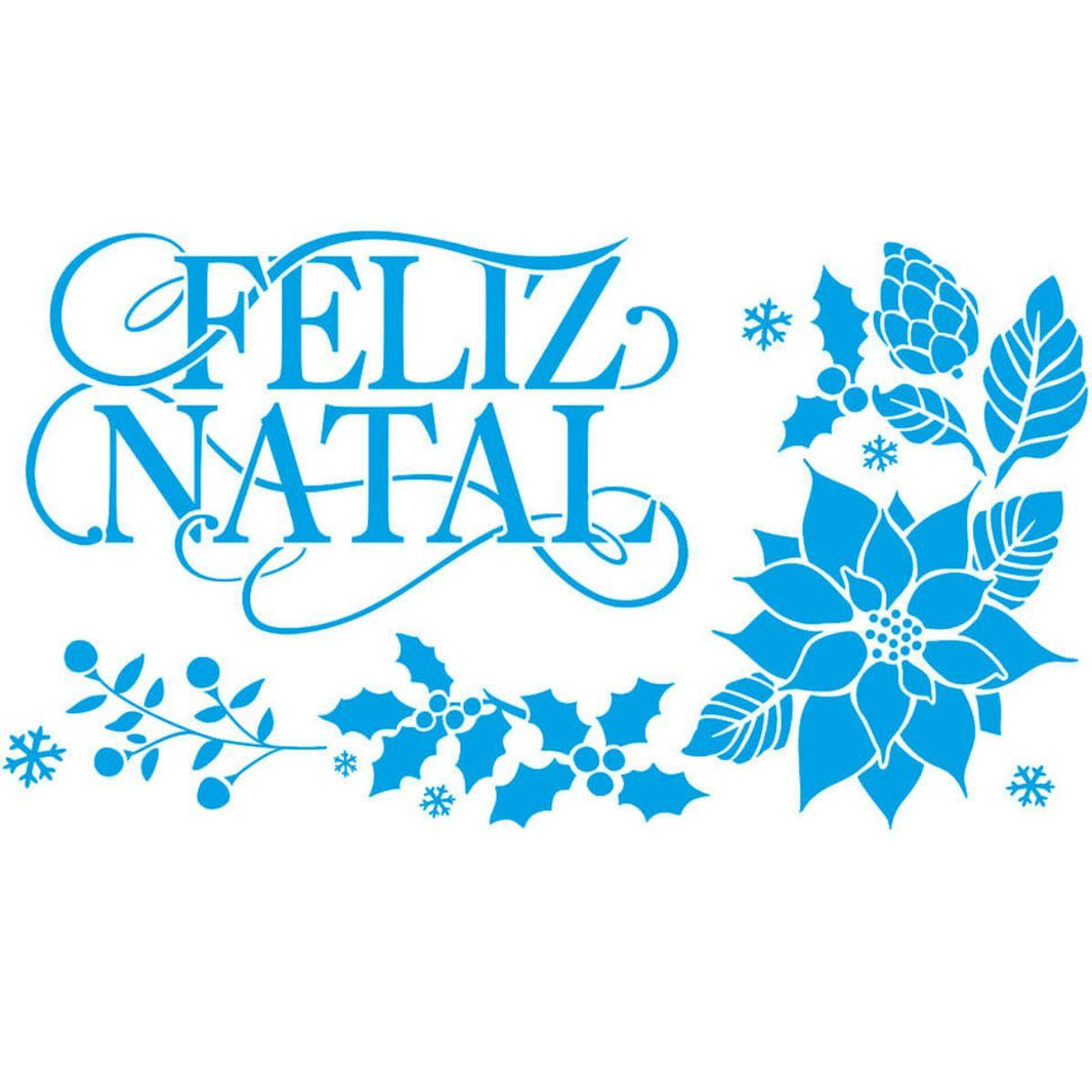 Stencil Litoarte 34x21 STNGG-026 Arranjo Natalino Feliz Natal - Palácio da Arte