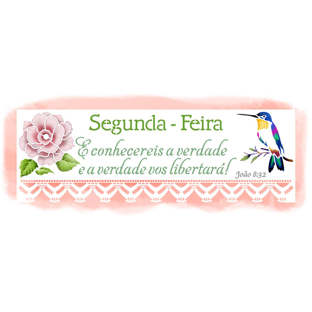 Stencil Litoarte 42x14 STGE1-003 Semaninha Flores Segunda-feira - Palácio da Arte