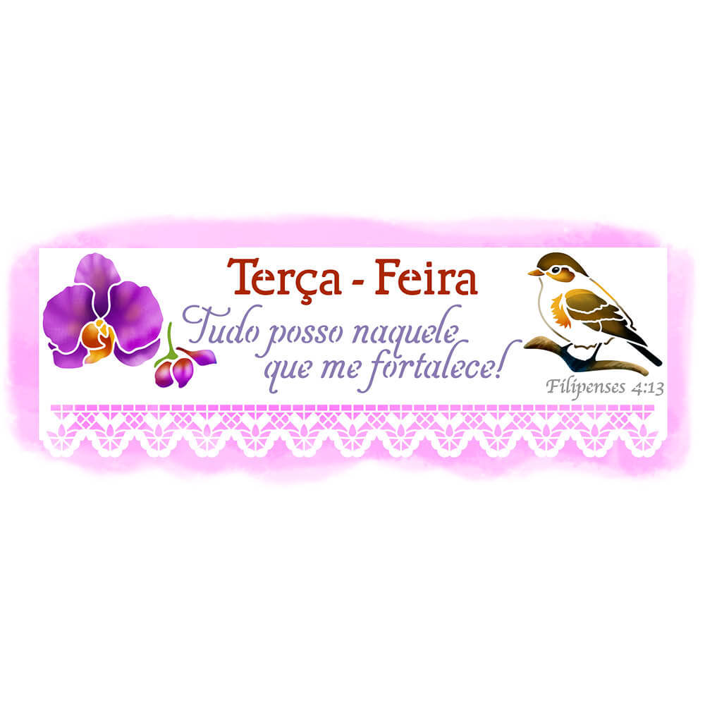 Stencil Litoarte 42x14 STGE1-004 Semaninha Flores Terça-feira - Palácio da Arte