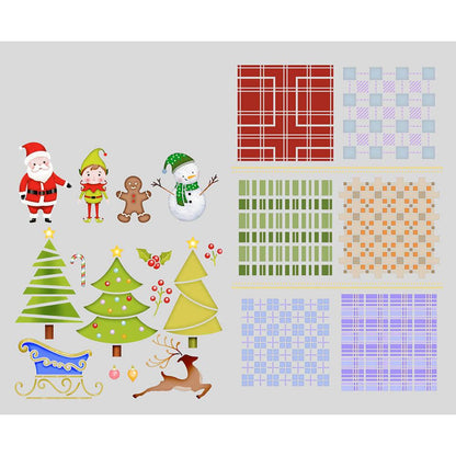 Stencil Litoarte Duplo 42x34 ST2N-001 Natal Xadrez e Elementos Natalinos - Palácio da Arte