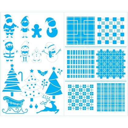 Stencil Litoarte Duplo 42x34 ST2N-001 Natal Xadrez e Elementos Natalinos - Palácio da Arte