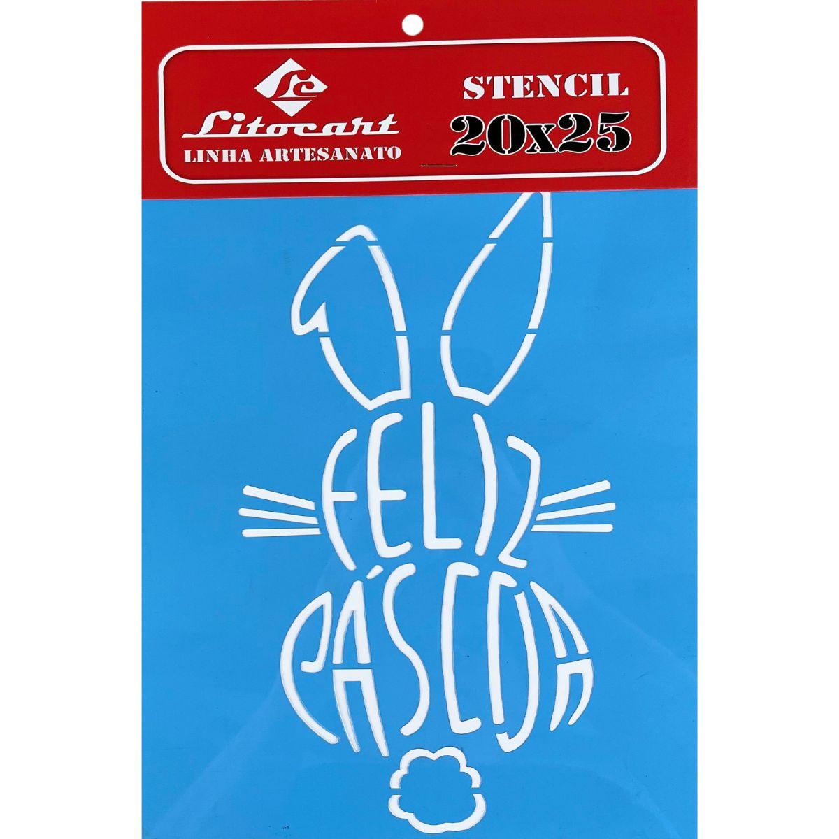Stencil Litocart 20x25 LSGP-001 Feliz Páscoa Coelhinho - Palácio da Arte