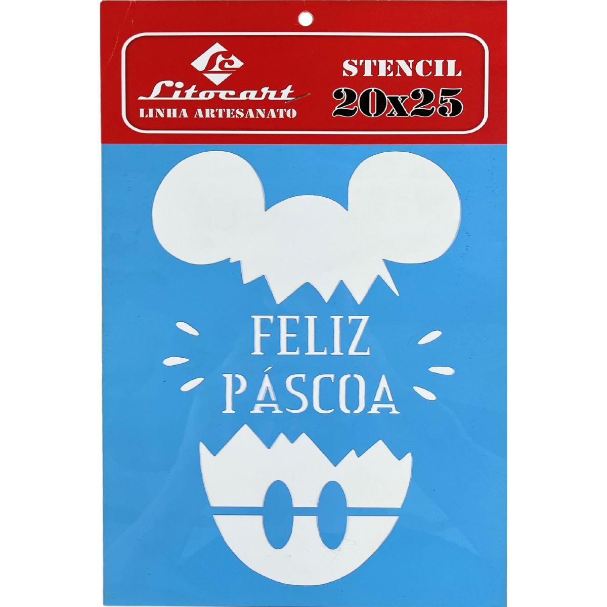 Stencil Litocart 20x25 LSGP-009 Feliz Páscoa Ovo abrindo - Palácio da Arte