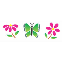 Stencil OPA 10x30 0431 Borboletas e Flores - Palácio da Arte