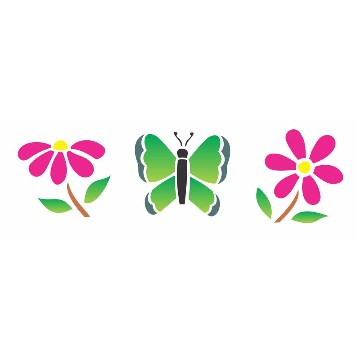 Stencil OPA 10x30 0431 Borboletas e Flores - Palácio da Arte