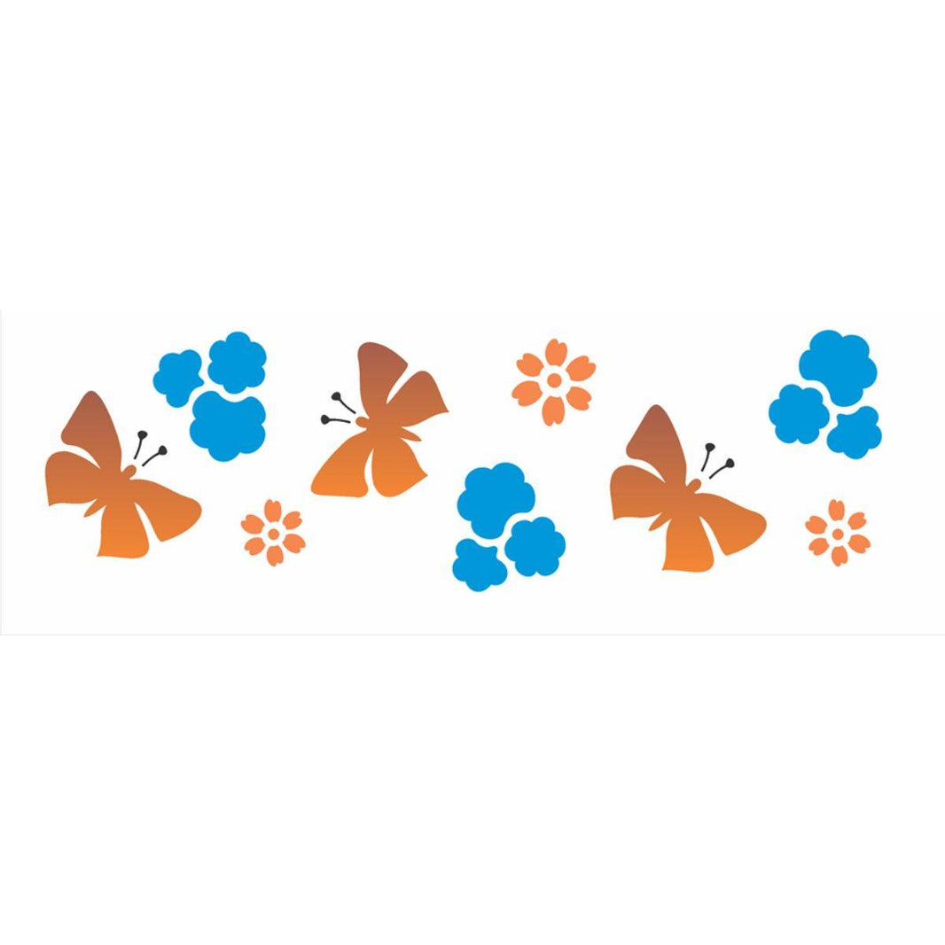Stencil OPA 10x30 0479 Borboletas e Flores - Palácio da Arte