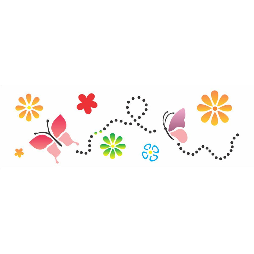 Stencil OPA 10x30 0480 Borboletas e Flores III - Palácio da Arte