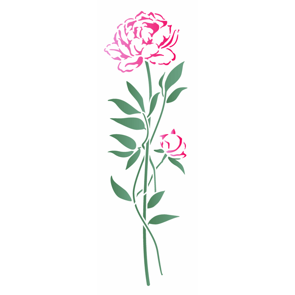 Stencil OPA 10x30 3532 Flor Peônia Aquarela - Palácio da Arte