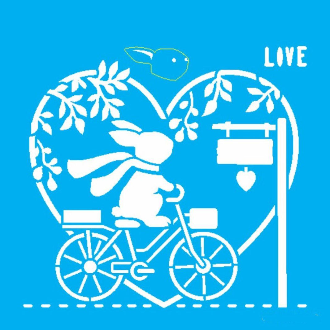 Stencil OPA 14x14 3479 Páscoa Coelho na Bicicleta - Palácio da Arte