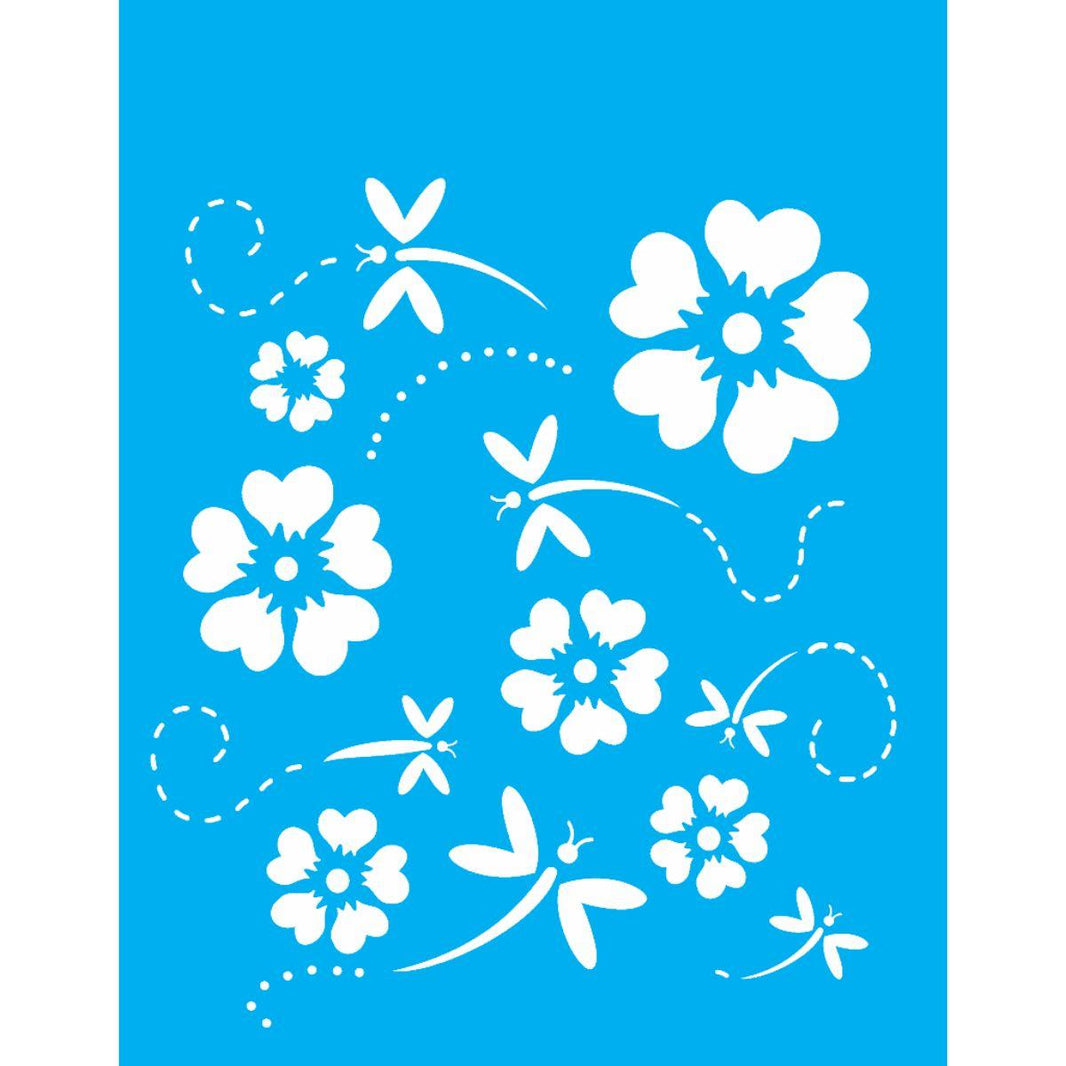 Stencil OPA 15x20 1149 Flores e Libélulas - Palácio da Arte
