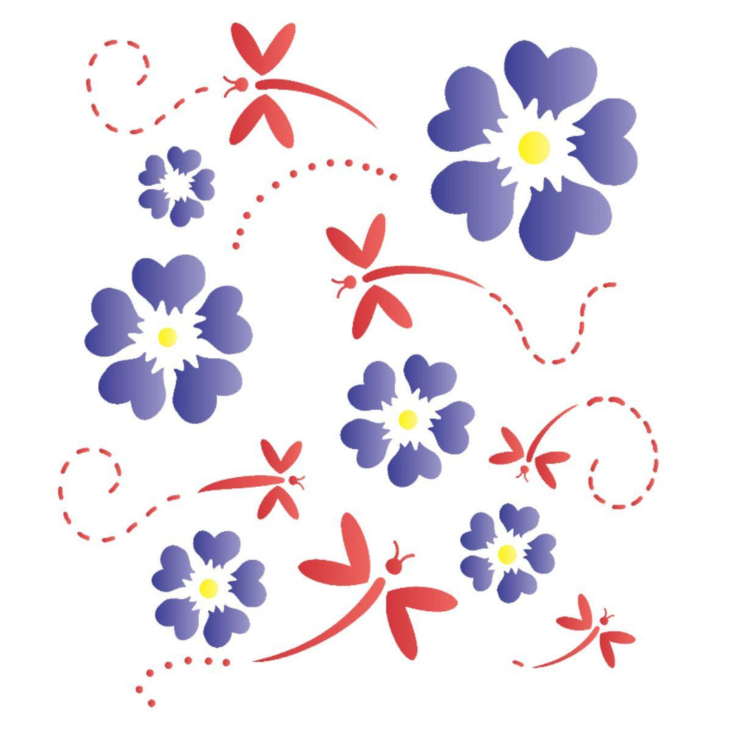 Stencil OPA 15x20 1149 Flores e Libélulas - Palácio da Arte