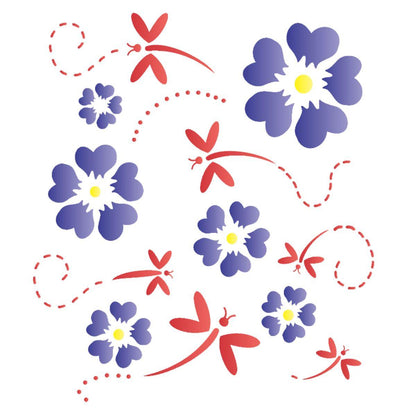 Stencil OPA 15x20 1149 Flores e Libélulas - Palácio da Arte