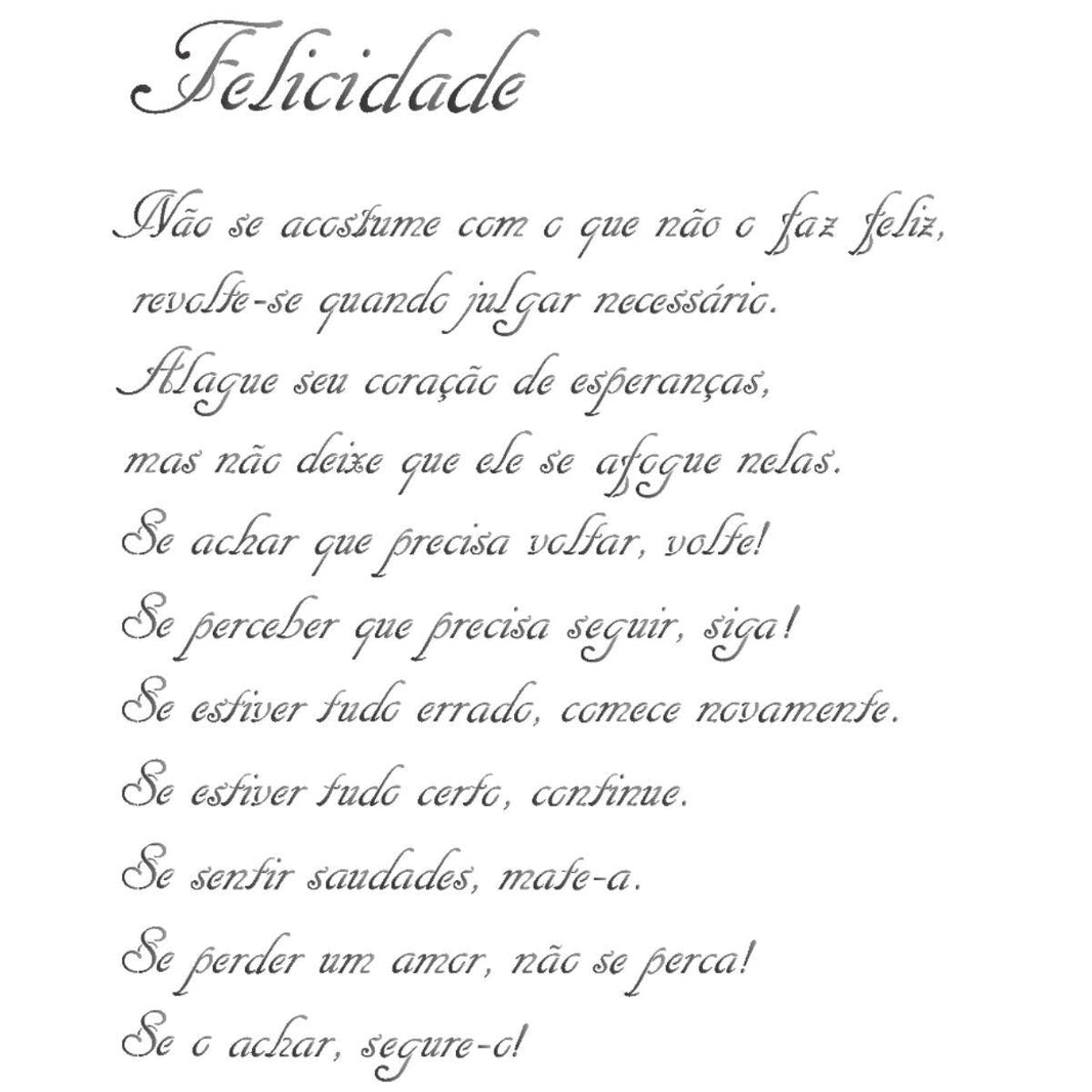 Stencil OPA 15x20 1150 Poema Felicidade - Palácio da Arte
