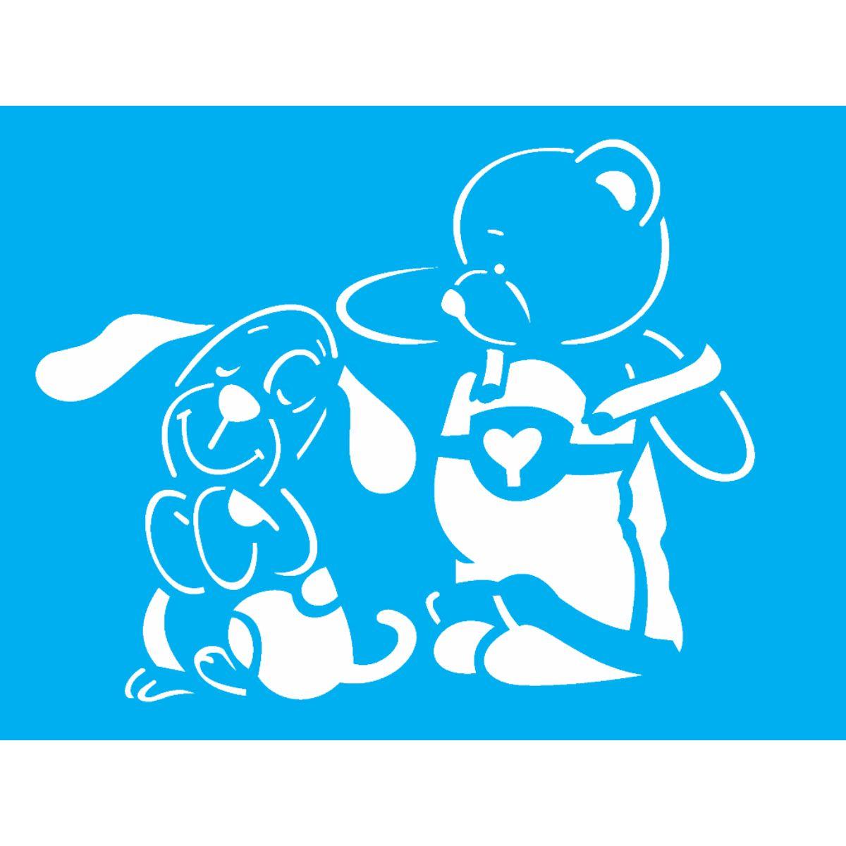 Stencil OPA 15x20 1321 Urso e Cachorrinho - Palácio da Arte