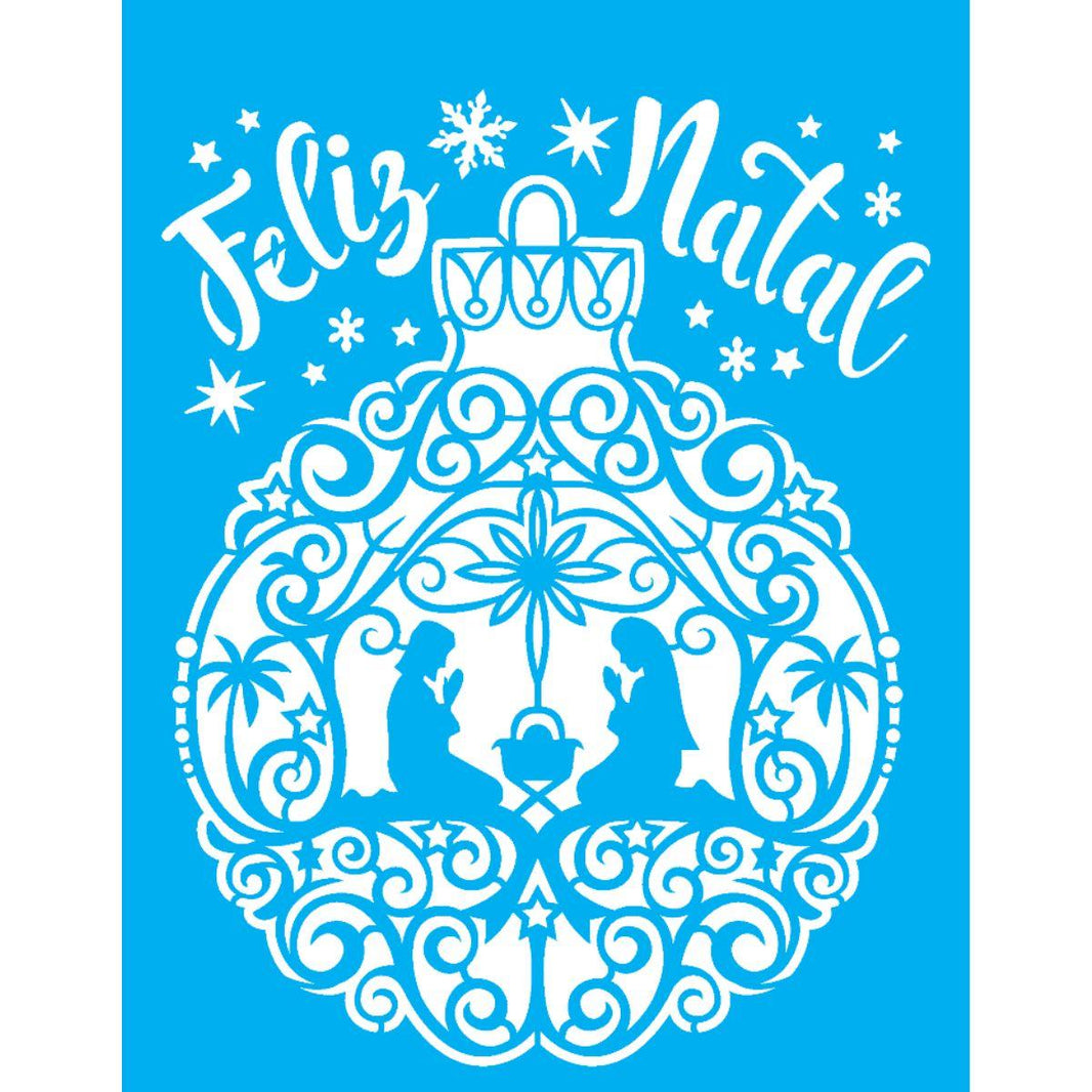 Stencil OPA 15x20 Natal 3283 Bola de Natal Manjedoura - Palácio da Arte