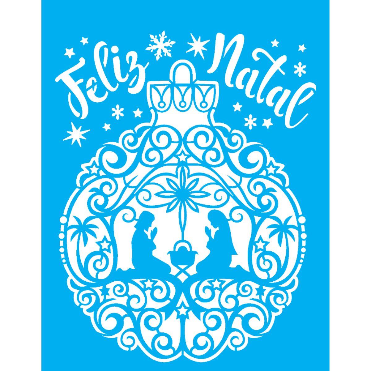 Stencil OPA 15x20 Natal 3283 Bola de Natal Manjedoura - Palácio da Arte