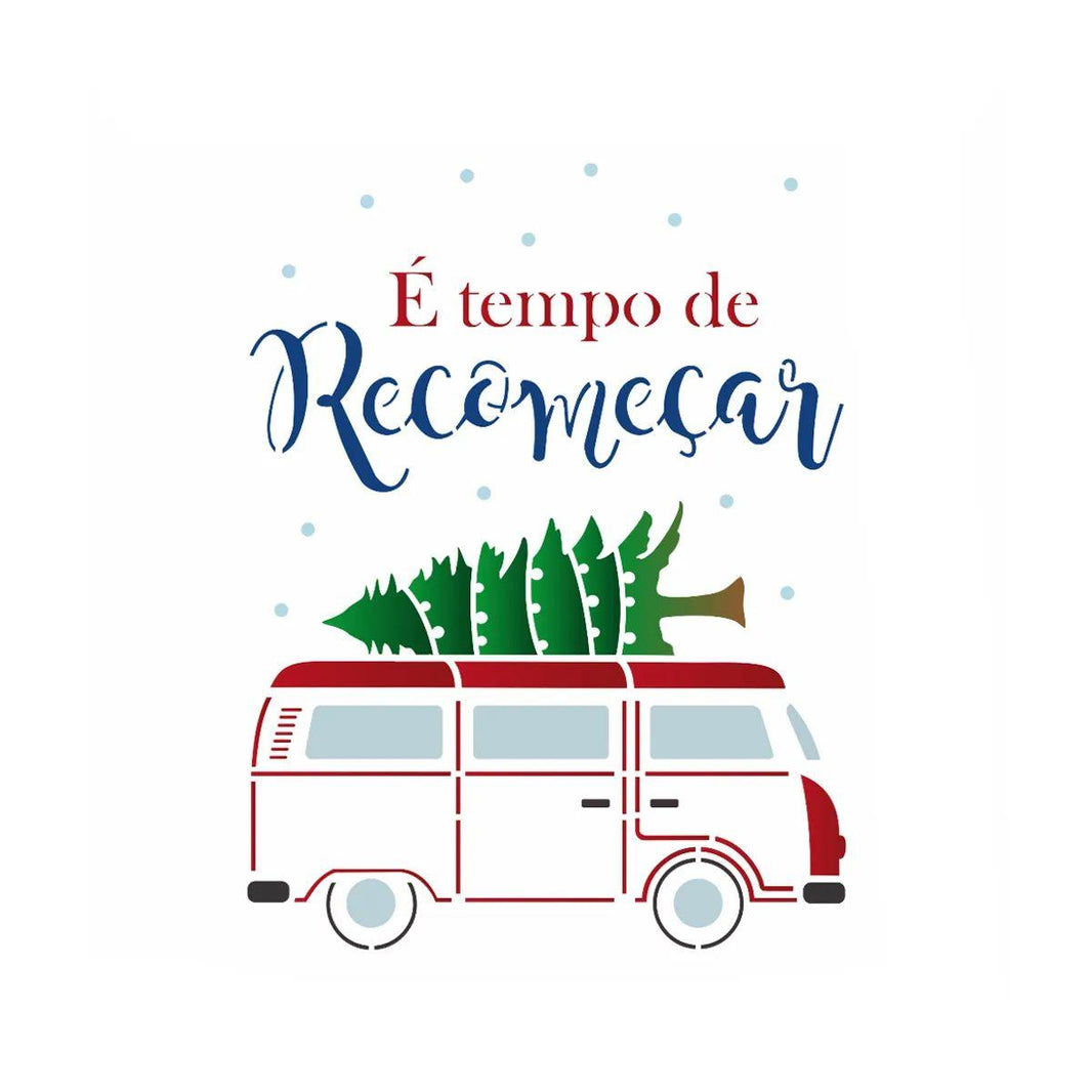 Stencil OPA 15x20 Natal 3451 Kombi Natalina - Palácio da Arte