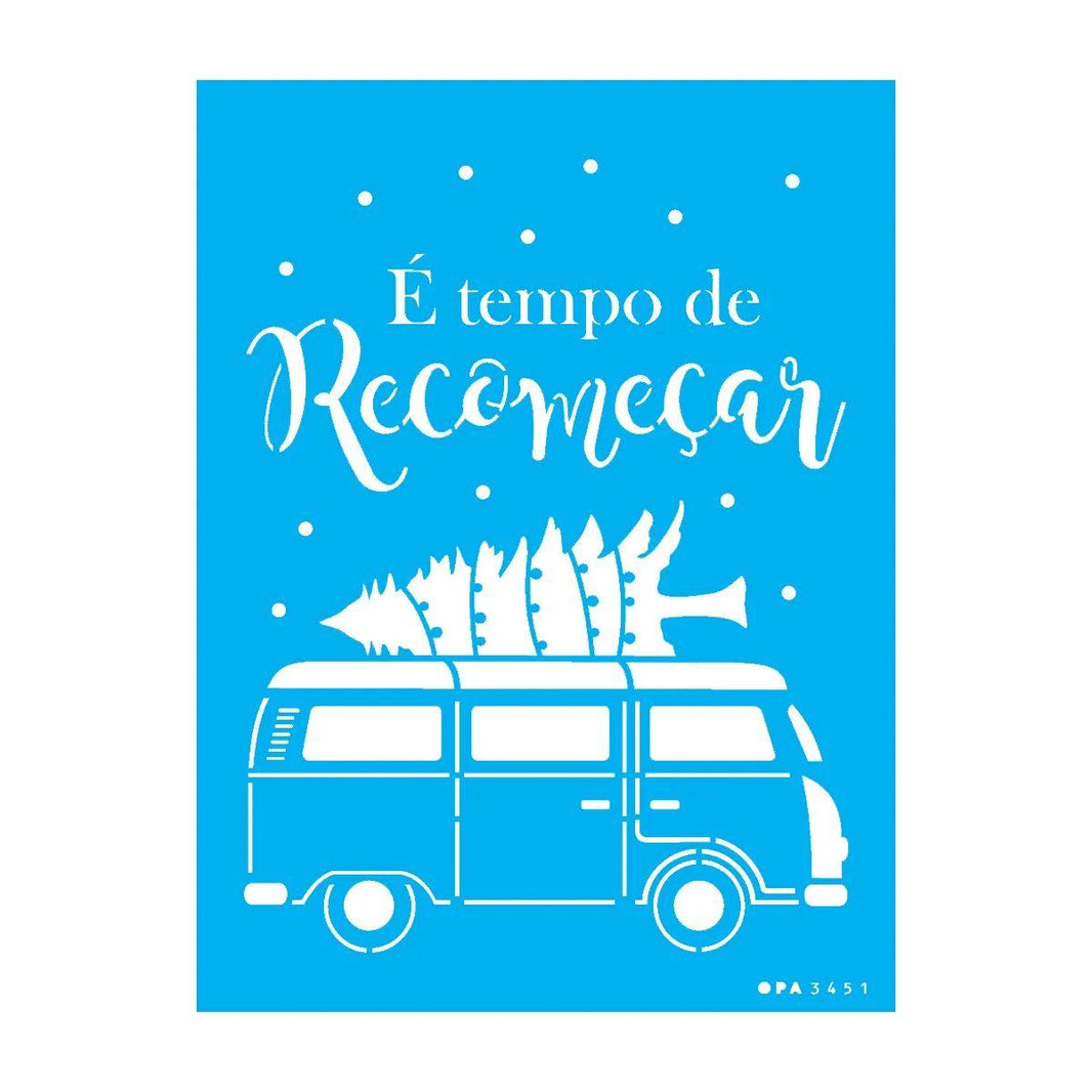 Stencil OPA 15x20 Natal 3451 Kombi Natalina - Palácio da Arte