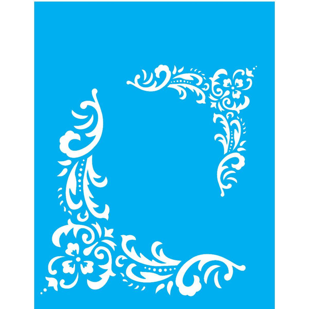 Stencil OPA 20x25 1324 Cantoneira Flor Folhas - Palácio da Arte