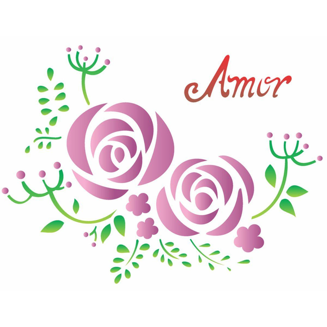 Stencil OPA 20x25 1407 Flores Retrô - Palácio da Arte
