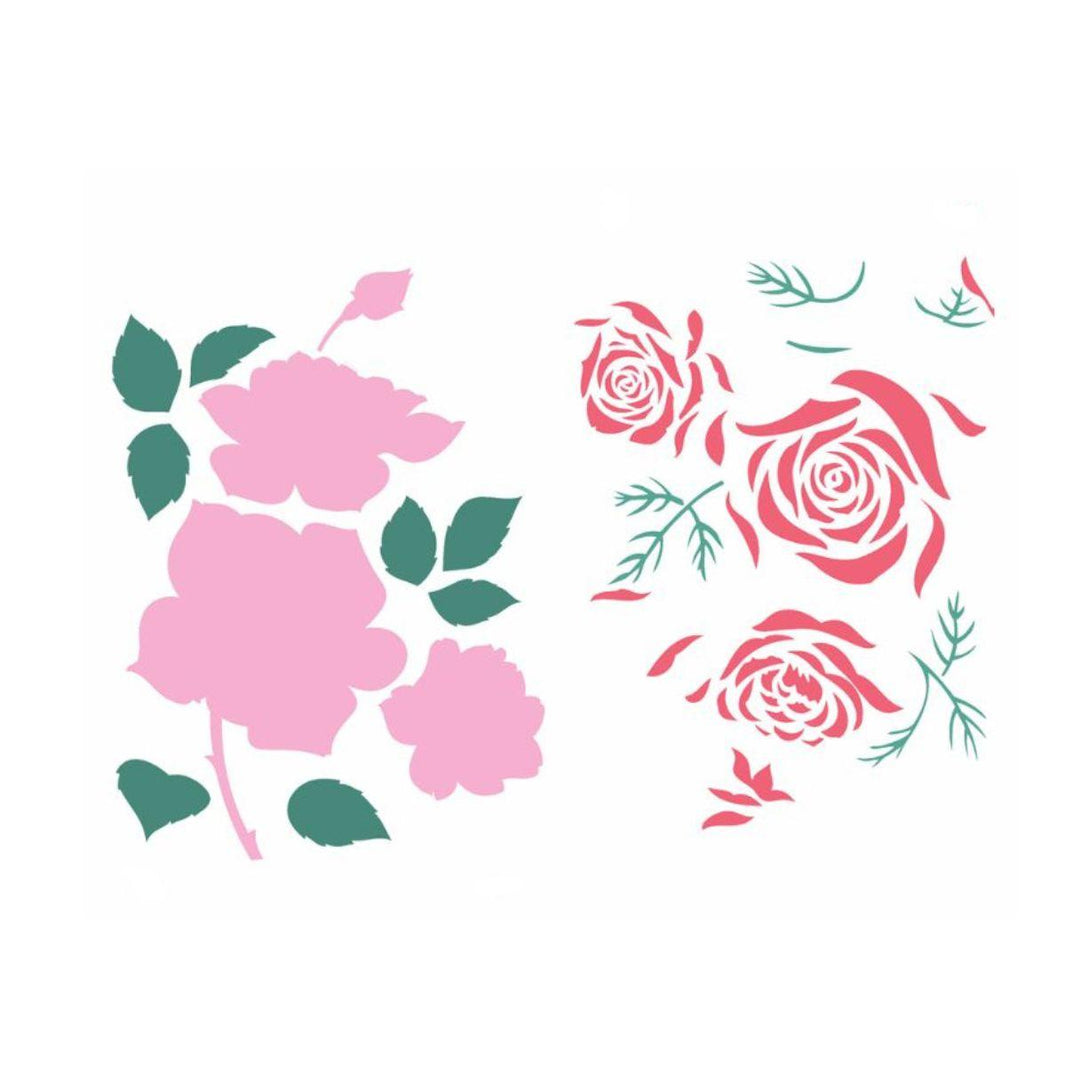 Stencil OPA 20x25 2360 Flor Rosas - Palácio da Arte