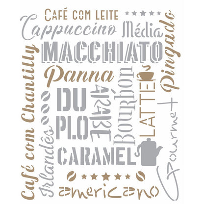 Stencil OPA 20x25 2849 Culinária Estamparia Café - Palácio da Arte