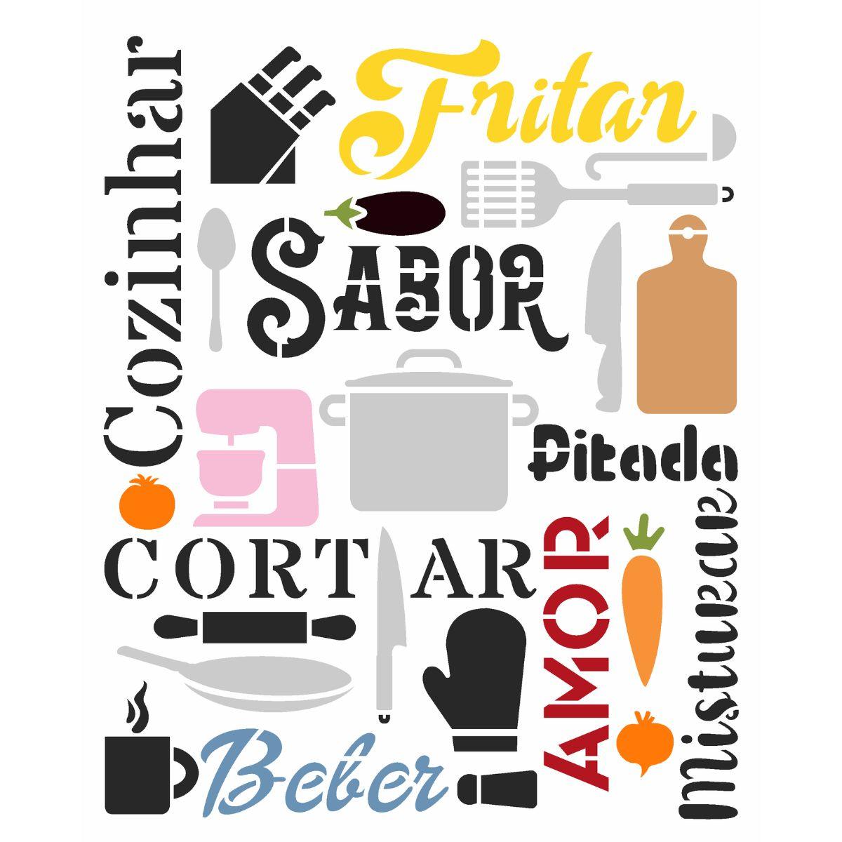 Stencil OPA 20x25 3055 Culinária Estamparia Cozinha - Palácio da Arte