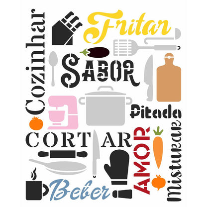 Stencil OPA 20x25 3055 Culinária Estamparia Cozinha - Palácio da Arte