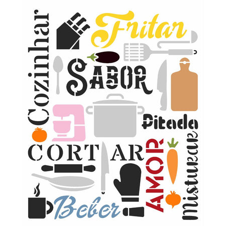 Stencil OPA 20x25 3055 Culinária Estamparia Cozinha - Palácio da Arte