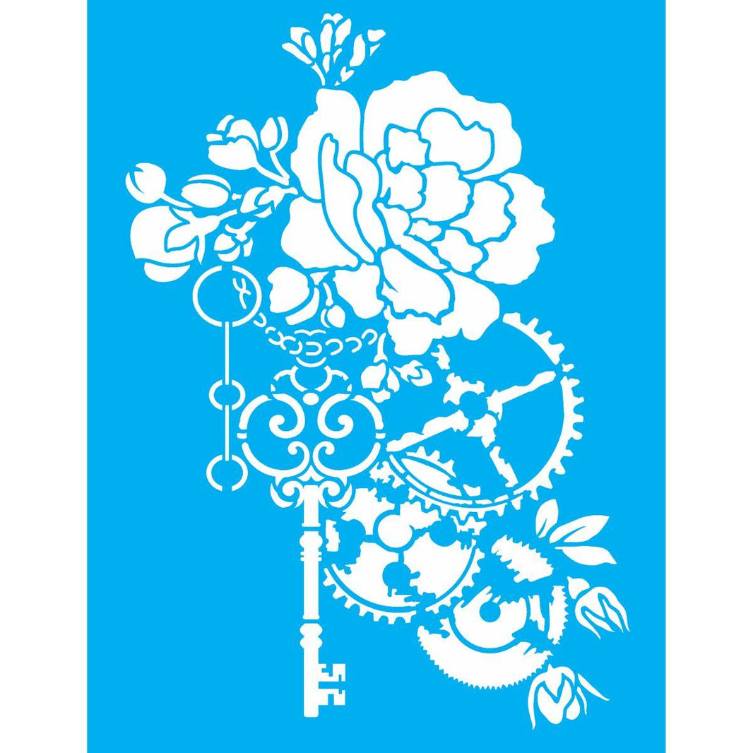 Stencil OPA 20x25 3116 Steampunk Art Rosa e Engrenagens - Palácio da Arte