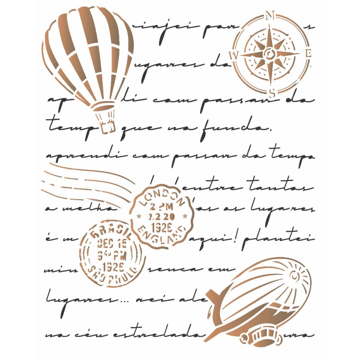 Stencil OPA 20x25 3139 Carta Antiga Balão - Palácio da Arte