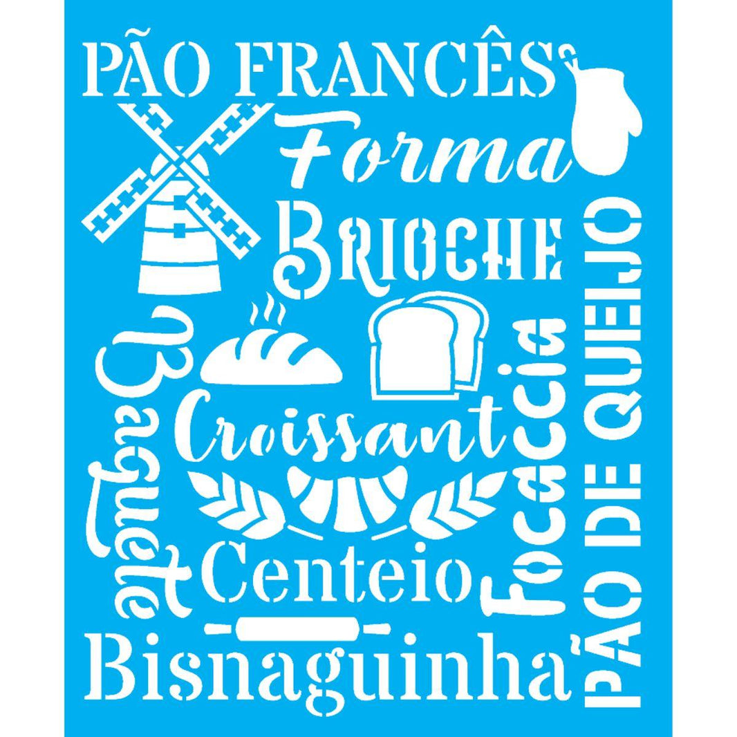 Stencil OPA 20x25 3169 Culinária Estamparia Pães - Palácio da Arte