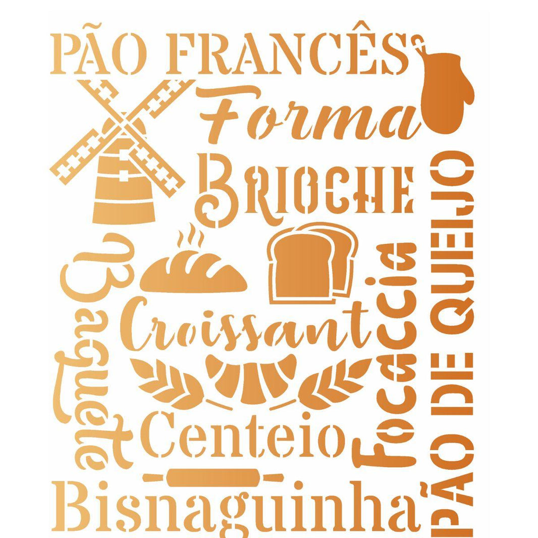 Stencil OPA 20x25 3169 Culinária Estamparia Pães - Palácio da Arte