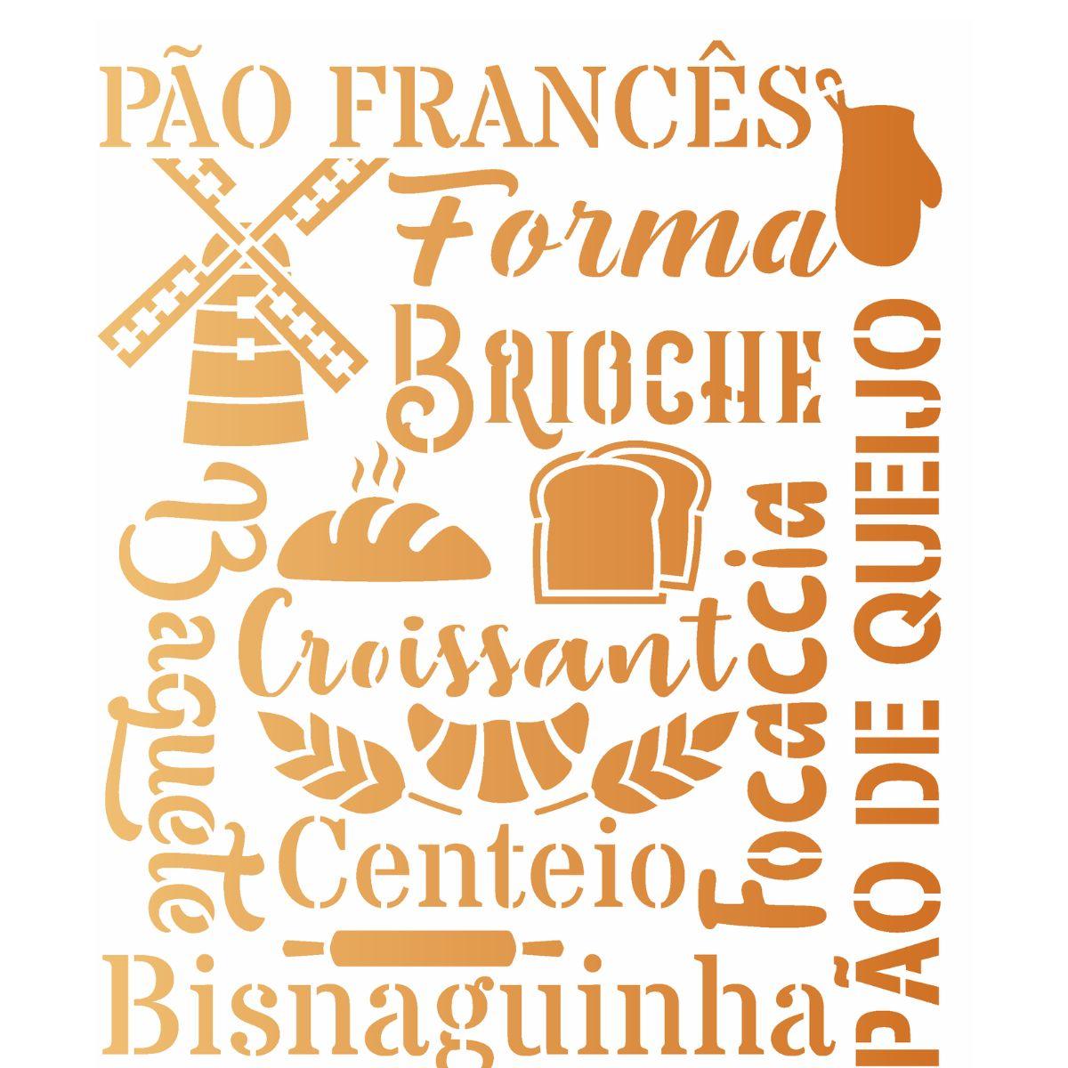 Stencil OPA 20x25 3169 Culinária Estamparia Pães - Palácio da Arte